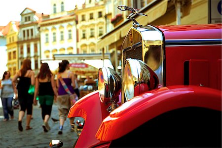 Czech Republic, Prague; A vintage car parked near the Old Town square Stock Photo - Rights-Managed, Code: 862-03710830