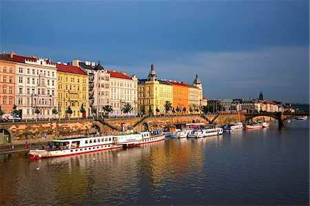 river vltava - Czech Republic, Prague; Across the river Vltava and the colourful houses Stock Photo - Rights-Managed, Code: 862-03710833