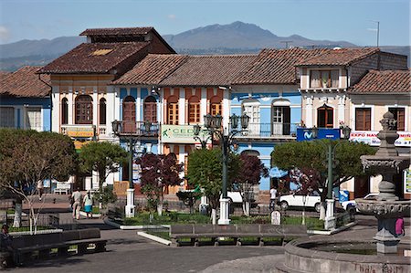 south american colonial architecture - Ecuador, The attractive central square of the busy weekly farmers' market town of Sangolqui. Stock Photo - Rights-Managed, Code: 862-03710891