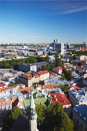 estonia - Estonia, Tallinn, View Of Lower Town With Business District In Background Stock Photo - Rights-Managed, Code: 862-03711073
