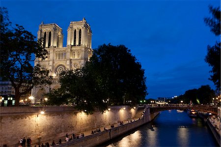 river notre dame paris - Notre Dame Cathedral, Paris, France at night Stock Photo - Rights-Managed, Code: 862-03711454