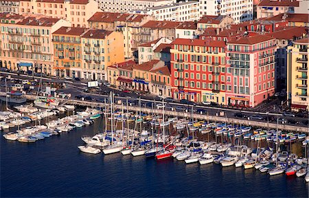 France, Cote D'Azur, Nice; Yachts in the Bassin du Commerce seen from the Parc du Chateau Stock Photo - Rights-Managed, Code: 862-03711467