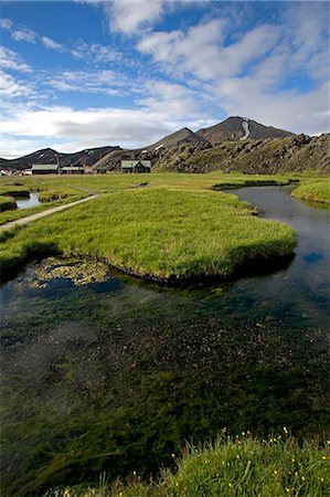 Iceland. The interior of southern Iceland is characterised by low lying,heavily eroded mountains of volcanic origin. Stock Photo - Rights-Managed, Code: 862-03711806