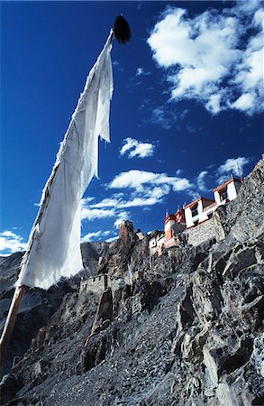 Prayer flags & monastery Stock Photo - Rights-Managed, Code: 862-03711840