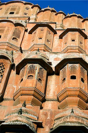 stuccowork - India,Rajasthan,Jaipur. Hawa Mahal,literally meaning,Palace of Winds,is an important landmark in the city of Jaipur. Stock Photo - Rights-Managed, Code: 862-03712004