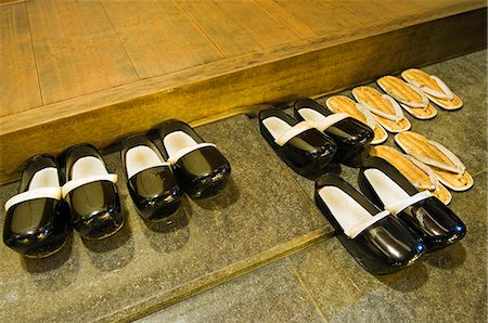 sandals lined up - Kyoto priests sandals at Shrine Stock Photo - Rights-Managed, Code: 862-03712448