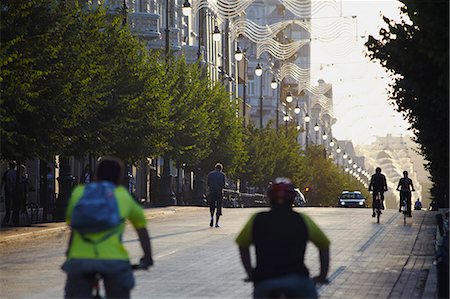 simsearch:862-03711097,k - Lithuania, Vilnius, Cyclists And Traffic On Gedimino Prospektas Stock Photo - Rights-Managed, Code: 862-03712848