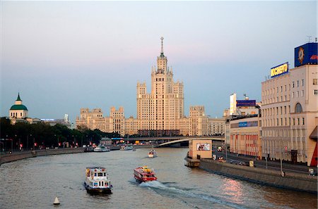 russian river - Russia, Moscow; In the centre one of the seven sisters built by Stalin during the Soviet era functioning as Hotel Ukraina Stock Photo - Rights-Managed, Code: 862-03713290