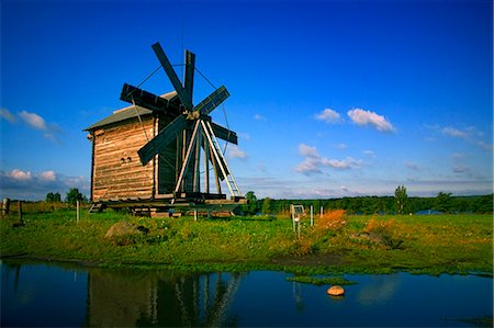 Russia; Karelia; Kizhi Island; A windmill built in the traditional Russian Architectural style on Kizhi Island. Stock Photo - Rights-Managed, Code: 862-03713347