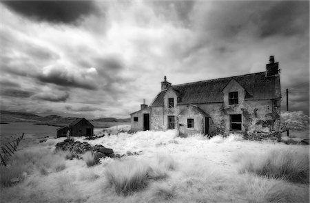 Infrared image of a derelict farmhouse near Arivruach, Isle of Lewis, Hebrides, Scotland, UK Stock Photo - Rights-Managed, Code: 862-03713390