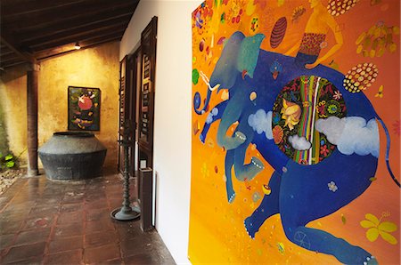 Asia, South Asia, Sri Lanka, Colombo, Kollupitiya, Paintings In Courtyard Of The Gallery Cafe (Former Office Of Famous Sri Lankan Architect Geoffrey Bawa) Stock Photo - Rights-Managed, Code: 862-03713570