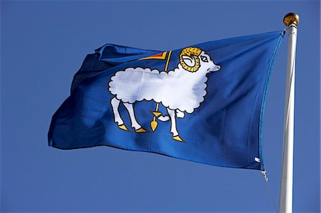 Sweden, Island of Gotland, Visby.The coat of arms and flag on the island features the 'Lamb of God' Foto de stock - Con derechos protegidos, Código: 862-03713658