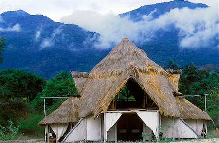 safari lodges - Africa, Tanzania, Mahale Mountains.  The main mess tent at Greystoke Camp on Lake Tanganyika shore Stock Photo - Rights-Managed, Code: 862-03713925