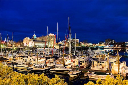 Canada, British Columbia, Vancouver Island, Victoria, James Bay Inner Harbour Fotografie stock - Rights-Managed, Codice: 862-03736396