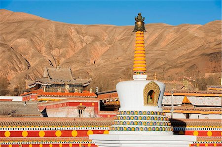 simsearch:862-03736522,k - China, Provinz Qinghai Tongren, Wutun Si Tempel an Gomar Lamasery Stockbilder - Lizenzpflichtiges, Bildnummer: 862-03736481