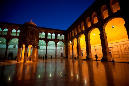 Syria, Damascus, Umayyad Mosque. The Dome of the Treasury stands illuminated in the evening. Stock Photo - Rights-Managed, Code: 862-03737208