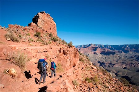 United States; Arizona; Grand Canyon. Hikers descending into the canyon on the South Kaibab Trail. Foto de stock - Con derechos protegidos, Código: 862-03737411