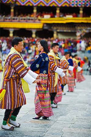 Asia, Bhutan, Thimphu, Autumn Tsechu festival at Trashi Chhoe Dzong Stock Photo - Rights-Managed, Code: 862-03730972