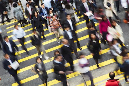 street crowds - Office workers crossing Queen's Road Central, Hong Kong, China Stock Photo - Rights-Managed, Code: 862-03731029