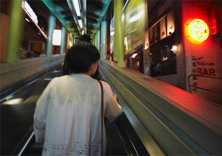 soho, new york - People going through Soho area on Mid-Levels escalator at night, Central, Hong Kong, China Foto de stock - Con derechos protegidos, Código: 862-03731097