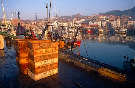 english ports - Fishing boats in the Harbour, Whitby, North Yorkshire, England Stock Photo - Rights-Managed, Code: 862-03731155
