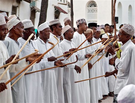 Kenya. The Swahili elite, Wangwana, perform the traditional stick dance during Maulidi, celebration of Prophet Mohammed s birthday. Stock Photo - Rights-Managed, Code: 862-03731544