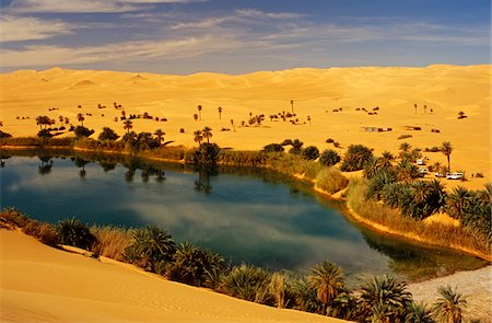 desert lake - Libya, Fezzan, Edeyen Ubari, nr Ubari. The Dawada (aka Ramla) Lakes comprise several oasis pools such as Um al Ma Stock Photo - Rights-Managed, Code: 862-03731776