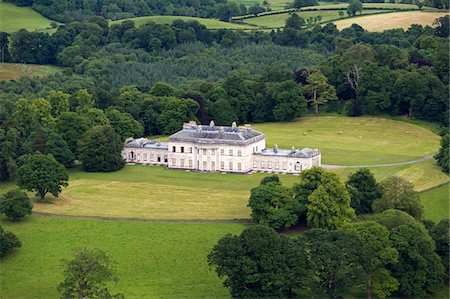 Northern Ireland, Fermanagh, Enniskillen.  Aerial view of Castle Coole, a late eighteenth century neo-classical Georgian mansion. Stock Photo - Rights-Managed, Code: 862-03731996