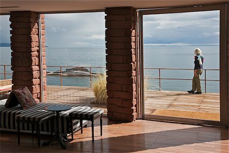 simsearch:862-03732094,k - Peru, The outlook over Lake Titicaca from the comfortable Titilaka Hotel. Stock Photo - Rights-Managed, Code: 862-03732098