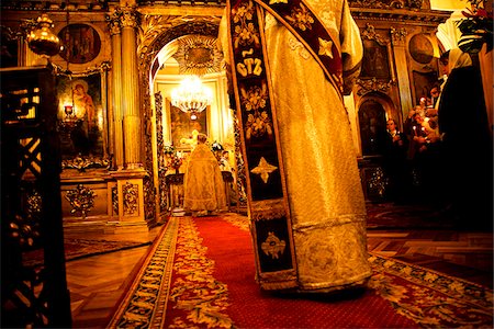 russian church - Russia; St. Petersburg; During the Russian Orthodox Easter ceremony at Vladimirsky Cathedral. Stock Photo - Rights-Managed, Code: 862-03732174