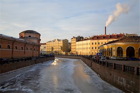 Russia, St. Petersburg; Across the frozen Moyka canal, one of the many canals which cross the city Stock Photo - Rights-Managed, Code: 862-03732207