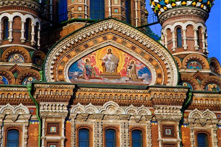 saviour on the spilt blood - Russia, St. Petersburg; A detail of the restored Church of Christ the Saviour, also known as Church on Spilled Blood Stock Photo - Rights-Managed, Code: 862-03732201