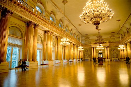 russia gold - Russia, St. Petersburg;The majestic gold hall which is magically lit up inside the Winter Palace in the State Hermitage Museum Stock Photo - Rights-Managed, Code: 862-03732225