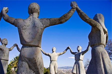 A sculpture of people performing the Sardana, the traditional Catalan dance in Montjuic, Barcelona, Spain Stock Photo - Rights-Managed, Code: 862-03732299