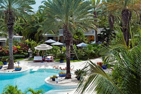 West Indies, Turks and Caicos Islands, Provodenciales. Swimming pool at Point Grace resort. Foto de stock - Con derechos protegidos, Código: 862-03732412