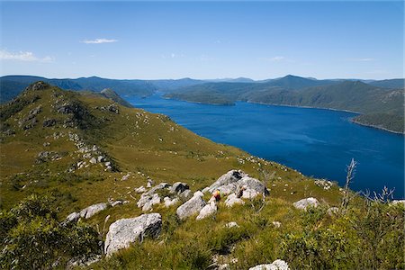 simsearch:862-07909355,k - Australia, Tasmania, Tullah.  View of Lake Mackintosh from the top of Mount Farrell. Stock Photo - Rights-Managed, Code: 862-03807272