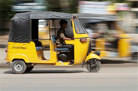 fast cars - India, Tamil Nadu. Tuk-tuk (auto rickshaw) in Madurai. Stock Photo - Rights-Managed, Code: 862-03807496