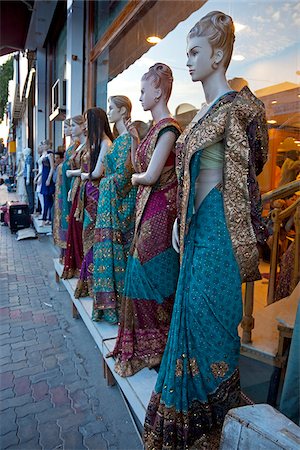 India, Mysore. Elegant Sarees for sale on a Mysore high street. Stock Photo - Rights-Managed, Code: 862-03807514