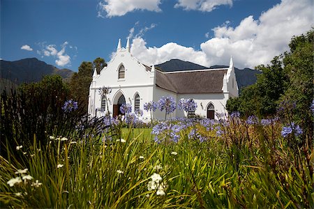 franschhoek - South Africa, Franschhoek. The old Huguenot Church in Franschhoek. Foto de stock - Con derechos protegidos, Código: 862-03808221