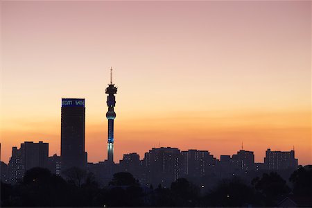 place of south africa - Johannesburg skyline at dusk, Gauteng, South Africa Stock Photo - Rights-Managed, Code: 862-03808285