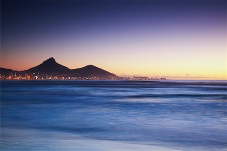 south africa night - View of Lion's Head and Signal Hill at sunset, Cape Town, Western Cape, South Africa Stock Photo - Rights-Managed, Code: 862-03808321