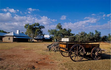 Australia, Northern Territory, Alice Springs.Alice Springs Telegraph Station Historical Reserve was established in 1872 to relay messages between Darwin and Adelaide, and marks the original site of the first European settlement in Alice Springs. Stock Photo - Rights-Managed, Code: 862-03820167