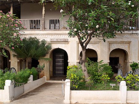 The Lamu Museum boasts a fine example of a 19th century carved and decorated wooden door.  Wood carving is the most important craft in Lamu and sustains the greatest number of skilled craftsmen.It will take experienced craftsmen eight man months to make such a beautiful door and frame today. Stock Photo - Rights-Managed, Code: 862-03820760