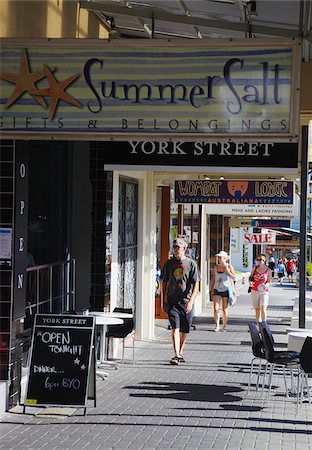 sidewalk cafe - Promeneurs sur York Street, Albany, Australie-occidentale, Australie Photographie de stock - Rights-Managed, Code: 862-03887189