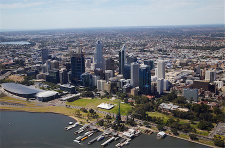 Aerial view of downtown Perth, Western Australia, Australia Foto de stock - Con derechos protegidos, Código: 862-03887265