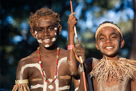 face paint kid - Australia, Queensland, Laura.  Young indigenous dancers in tribal body paint.  Laura, Queensland, Australia Stock Photo - Rights-Managed, Code: 862-03887275