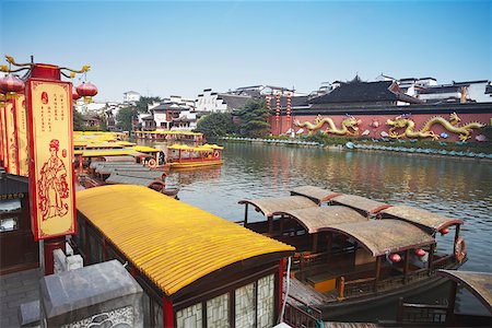 Tourists boats on canal, Fuzi Miao area, Nanjing, Jiangsu, China Foto de stock - Con derechos protegidos, Código: 862-03887527