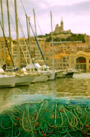 Marseille, Provence, France; A fishing net on the bank of the port Stock Photo - Rights-Managed, Code: 862-03887792