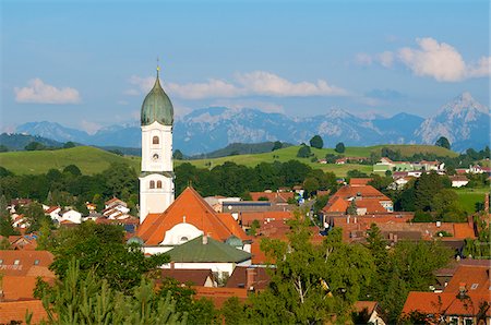 City view of Nesselwang, Allgaeu, Bavaria, Germany Stock Photo - Rights-Managed, Code: 862-03888122