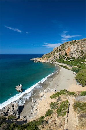Preveli Beach, South Coast, Crete, Greece Foto de stock - Con derechos protegidos, Código: 862-03888328